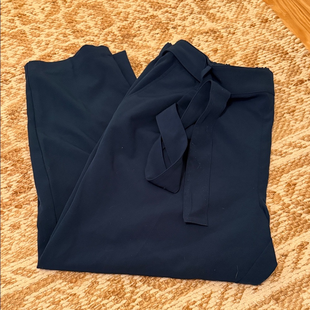 LOFT Dark Navy Tie-Waist Trousers